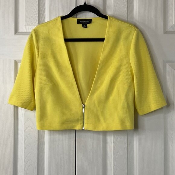 Perceptions New York Women’s Front Zip Cropped Business Casual Blouse Size M - Picture 1 of 9
